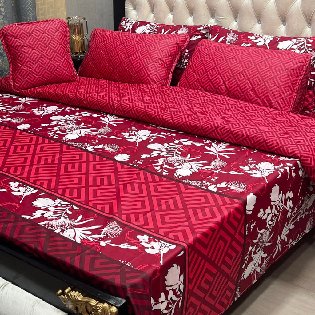 7-Piece Cotton Printed Comforter Set – King Size Bedding (SKU-B04)