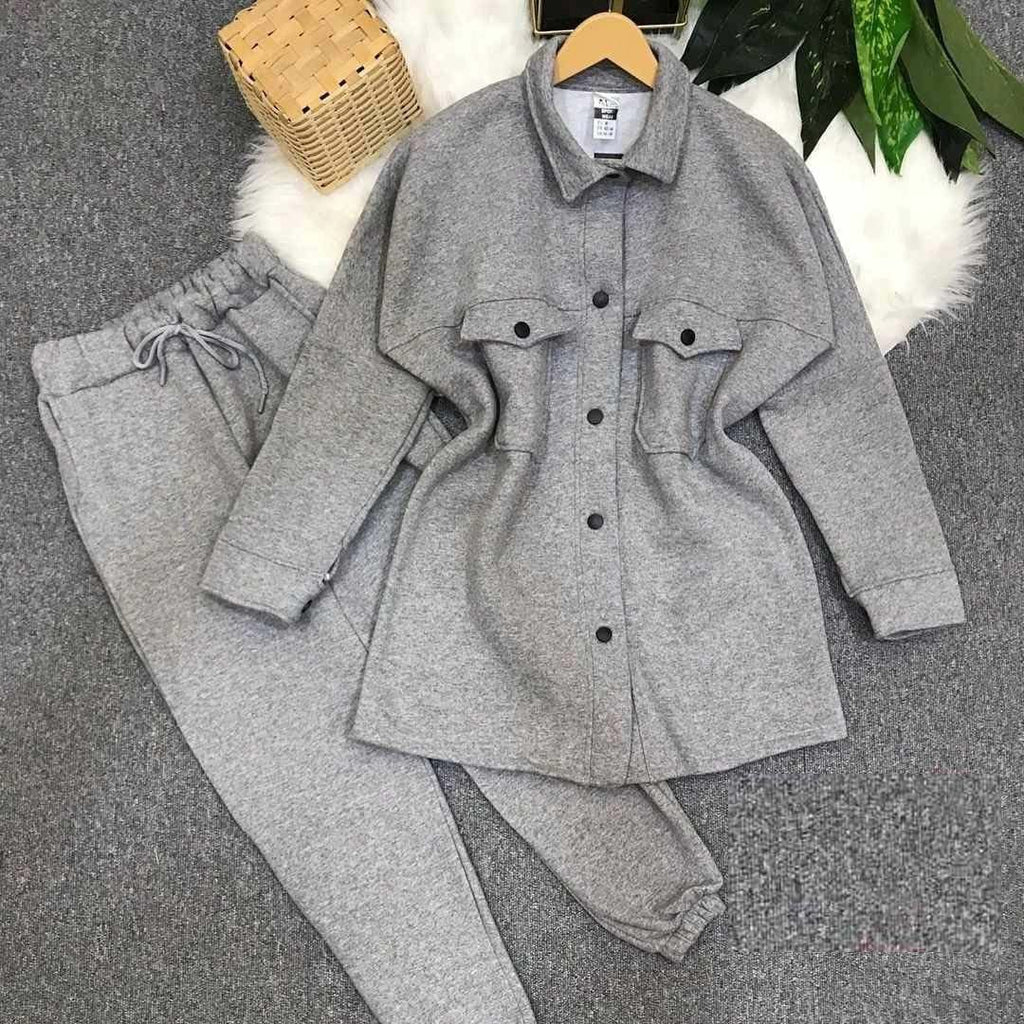 Women's 2-Piece Winter Tracksuit – Collar & Button Style (SKU-WT02)