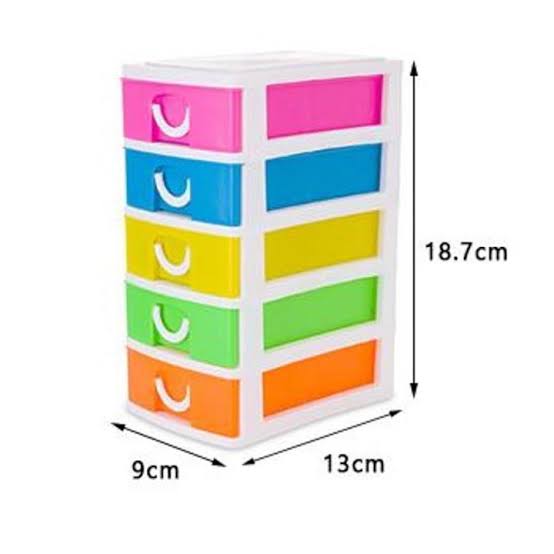 Plastic Drawer with Five Colorful Compartments (SKU-CC-01)