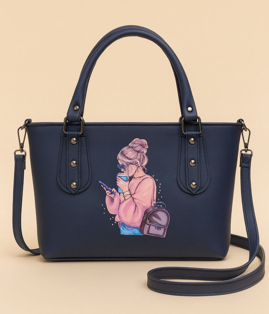 Navy Blue classic top handel Bag (SKU-CTHB-04)