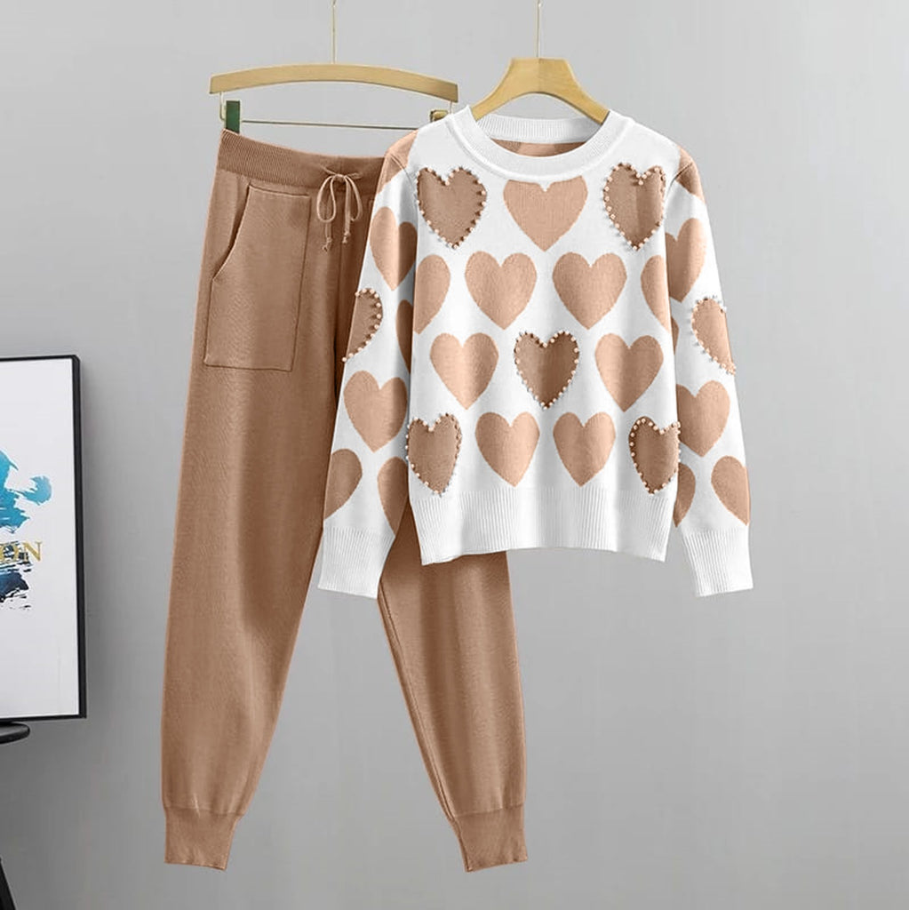 Heart Printed Pearl Work Winter Tracksuit (SKU-WWTS-03)